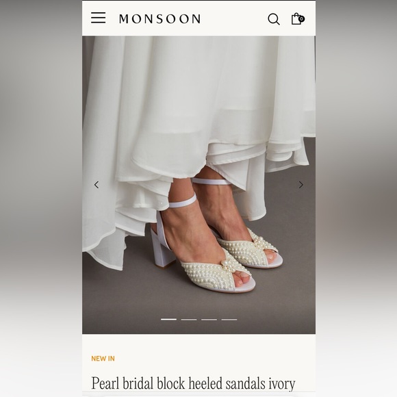 Monsoon - Pearl Bridal Block Heeled Sandals Ivory - Picture 9 of 10